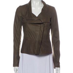 VINCE leather jacket - dark green/brown - EUC